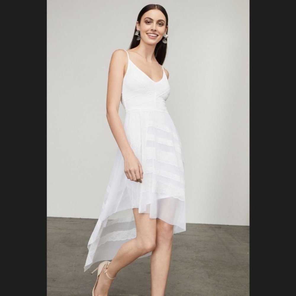 BCBG Max Azria Womens Dae Asymmetric Lace Dress